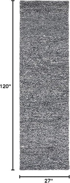 SAFAVIEH Natura Collection Runner Rug - 2'3" x 10', Dark Grey, Handmade Wool Blend, Textured Design, Ideal for Hallway, Bedroom, Foyer (NAT620H)