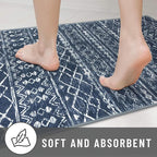KUTA Moroccan Washable Hallway Runner Rug, 2x6 Non-Slip Vintage Navy Blue Boho Rugs Kitchen Runners Ultra Soft Distressed Geometric Floor Carpet for Bedroom Laundry Living Room