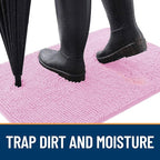 OLANLY Dog Door Mat for Muddy Paws 47x24, Absorbs Moisture and Dirt, Absorbent Non-Slip Washable Doormat, Quick Dry Chenille Mud Mat for Dogs, Entry Indoor Entryway Carpet for Inside Floor, Pink