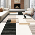 Flatwoven High Traffic Area Rug 5x7, Dark Beige Geometry and Dirt Trapper Design, Non Slip, Stain Resistant, Washable Area Rugs for Living Room, Bedroom (Beige, 5x7)
