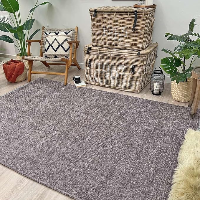Alfa Rich 5x8 Dark Gray Washable Area Rugs for Living Room Bedroom Kitchen Cotton Decor Solid Rug