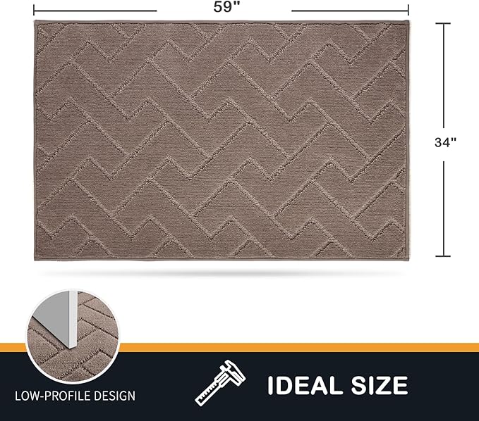 PURRUGS Dirt Trapping Door Mat 34" x 59", Non-Slip Machine Washable Entry Rug, Shoe Scraper, Dog Doormat, Super Absorbent Welcome Mat for Front & Back Door, Muddy Wet Shoes & Paws, Grayish Brown
