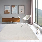 Hand-Tufted 100% Wool Area Rug – Unique Modern Geometric Grid Pattern, Soft Plush Textured Carpet for Living Room, Bedroom, Dining Room & Entryway (Grey, 3' x 5')