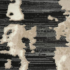 Abani Terra Cream Area Rug for Living Room, Bedroom - Black Abstract Pattern - 2' x 6' - Durable & Easy to Clean