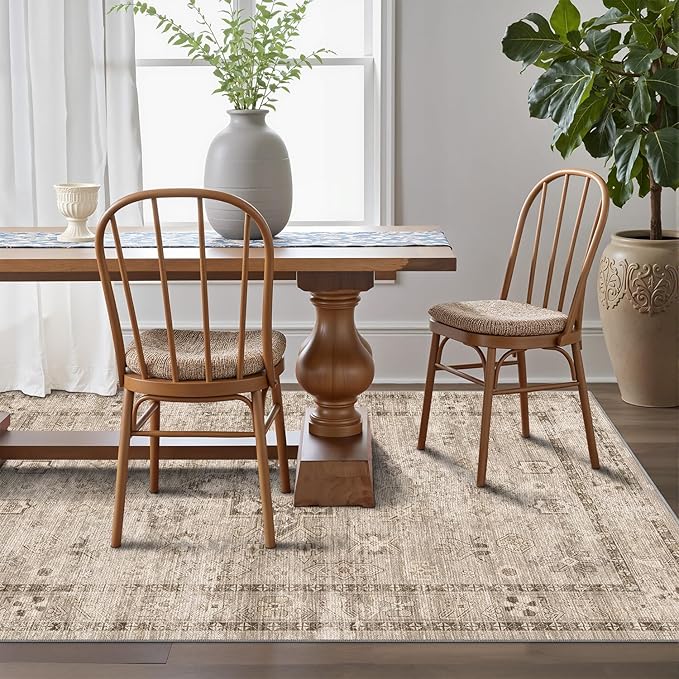 LUMI 5x8 Washable Area Rug for Living Room, Ultra Soft Traditional Vintage Rugs Non Slip with Rubber Backing, Low Profile, High Traffic, Stain Resistant Carpets, Ideal for Bedroom, Dining Room, Indoor