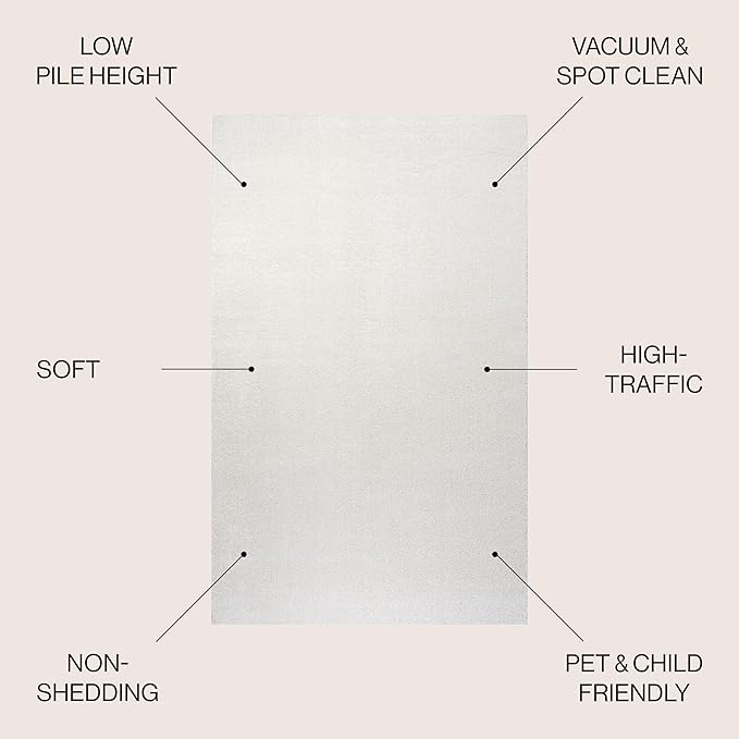 JONATHAN Y Haze Solid Low-Pile Cream 3x5 Oval Indoor Area Rug, Coastal,Bohemian,Minimalist,Classic, Easy-Cleaning for Living Room,Bedroom,Kitchen,Pet Friendly,Non-Shedding (SEU100T-3OV)