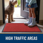 OLANLY Front Door Mat Indoor Outdoor Entrance, Waterproof Heavy Duty Doormat, Fade Resistant, Low Profile, Easy Clean Patio Porch Welcome Floor Mats for Entry, 47x32, Red