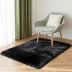 2x3 Solid Fluffy Black Area Rug – Washable, Durable, Small Bedroom Rug, Non-Slip High Pile Shag Rugs for Living Room, Bedroom, Bedside, Dorms,Grils Rooms, Kids Room, Soft Indoor Floor Carpet