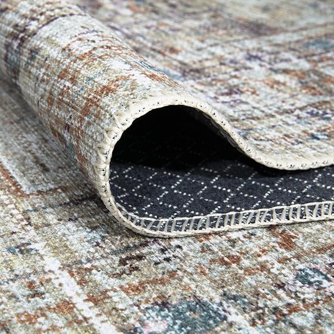 Bloom Rugs Washable Non-Slip 10 ft Runner - Peach/Beige Traditional Runner for Entryway, Hallway, Bathroom, and Kitchen - Exact Size: 2.5' x 10'