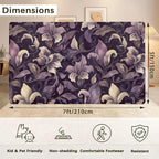 Purple Luxury Floral Texture Rug for Living Room 5x7, Low Pile Non-Slip Backing, Machine Washable Easy Fold Rug for Home, Office, Dorm Room