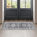 Dripex Vintage Washable Area Rug - 2x4 Indoor Door Mat Oriental Medallion Accent Throw Rug Distressed Foldable Non-Slip Low-Pile Bathroom Kitchen Rug for Entryway Laundry Room Living Room Bedroom