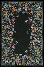 Wonnitar Washable 4x6 Rug, Black Floral Print Area Rugs for Living Room, Non-Slip Soft Rug for Bedroom, Vintage Low Pile Dining Room, Botanical Carpet for Bedside Mud Room (Black,4'x6')