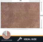 PURRUGS Easy Care Area Rug 4.5ft x 7ft, Non-Slip Washable Entryway Rug, Dog Door Mat, Stain Resistant Accent Rug for Hallway, Living Room, Bedroom and Mudroom, Brown-Light Cream
