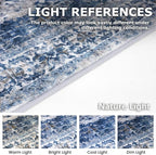 KOZYFLY Runners for Hallways 3x16 Ft Extra Long Washable Kitchen Thin Runner Rug Boho Runner Rug for Entryway Indoor Blue Printed Oriental Faux Wool Stair Floor Carpet Runner for Stair Kitchen Hall