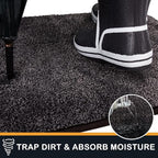 PURRUGS Dirt Trapping Door Mat 31.5" x 47", Non-Slip Machine Washable Entry Rug, Shoe Scraper, Dog Doormat, Super Absorbent Welcome Mat for Front & Back Door, Muddy Shoes & Paws, Charcoal