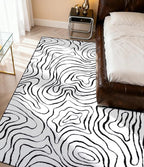 YIHOUSE Modern Rugs for Living Room 5x7, Washable Black and White Bedroom Rug, Fluffy Geometric Dining Room Rugs for Under Table Home Decor