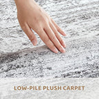 9x12 Area Rug Living Room Rugs - Washable Neutral Modern Abstract Soft Thin Rug Indoor Floor No Slip Rug Carpet for Bedroom Under Dining Table Home Office Decor - Light Gray