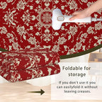 Red Flower Carpet for Living Room, 5x7 Non-Slip Washable Low Pile Abstract Design Rug, Space Saving Area Rug for Bedroom, Dining Room