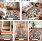 Tangsoo Easy Jute 3x5 Area Rug for Living Room,Non-Slip Black Thin Indoor Outdoor Rug,Boho Farmhouse Geometric Washable Carpet for Front Porch Bedroom Patio Entryway