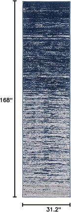 SAFAVIEH Adirondack Collection Runner Rug - 2'6" x 14', Navy & Grey, Modern Ombre Design, Non Shedding & Easy to Clean, Ideal for Hallway, Foyer, Kitchen, Entryway, Bedroom (ADR113E)