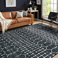 Lahome Moroccan Black Area Rugs 6x9 Living Room - Non-Slip Backing Ultra-Thin Large Throw Stain Resistant Dining Room Rugs for Under Table, Geometric Print Modren Soft Carpet for Bedroom Office