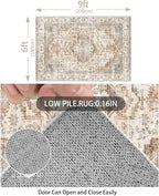 Enkor Area Soft Rugs 6x9 Washable Non Slip Boho Floor Rugs for Living Room Bedroom, Vintage Style Farmhouse Mat for Kitchen Entryway Beige & Brown