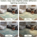 8x10 Area Rugs Washable Green Rug for Living Room Bedroom, Abstract Modern Large Rug Non Slip, Water Repellent Low Pile Soft Carpet for Dining Room, Grey Green