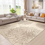 WITSHOCK 8x10 Area Rugs for Living Room: Beige Floral Washable Rugs for Bedroom Dining Room Office Nursery Modern Non-Slip Stain Resistant Low Pile Home Decor（Beige/Brown,8'x10'）