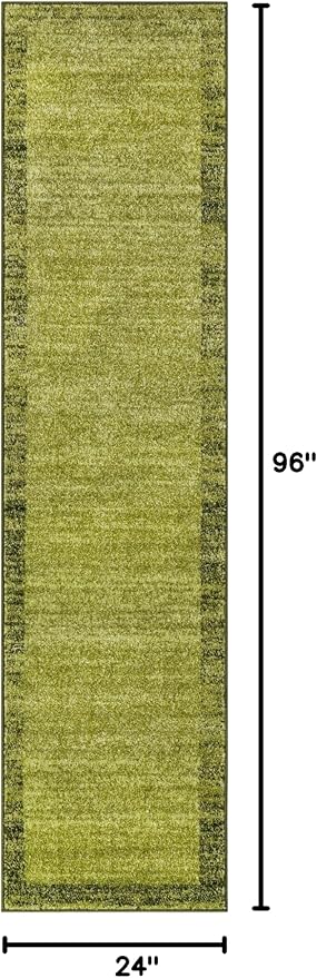 Rugs.com Angelica Collection Rug – 8 Ft Runner Light Green Medium Rug Perfect for Hallways, Entryways