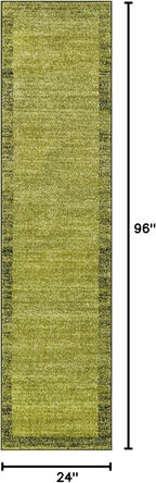 Rugs.com Angelica Collection Rug – 8 Ft Runner Light Green Medium Rug Perfect for Hallways, Entryways