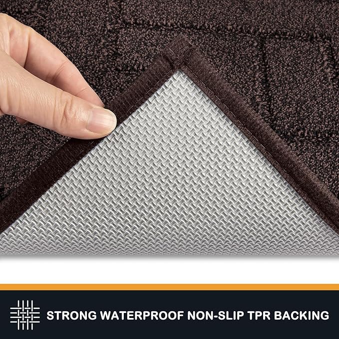 PURRUGS Dirt Trapping Door Mat 32" x 47", Non-Slip Machine Washable Entry Rug, Shoe Scraper, Dog Doormat, Super Absorbent Welcome Mat for Front & Back Door, Muddy Wet Shoes & Paws, Brown