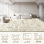 10x14 Area Rug Living Room Rugs - Washable Neutral Modern Abstract Soft Thin Rug Indoor Floor No Slip Rug Carpet for Bedroom Under Dining Table Home Office Decor - Beige/Brown