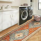 COMSLE Boho Runner Rug, 2' x 6' Washable Rugs for Hallway Faux Wool Small Kitchen Area Rug Distressed Throw Rug Non-Slip Laundry Room Rug Carpet Runner for Entryway Indoor Bedroom