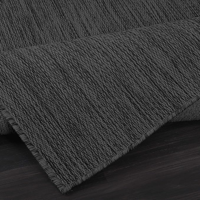CAMILSON Outdoor Rug 10x14 Modern Area Rugs for Large Indoor and Outdoor Patios and Porches - Waterproof, Washable, Non-Shedding, Easy-to-Clean Outside Carpet (10 x 14, Solid - Dark Gray)