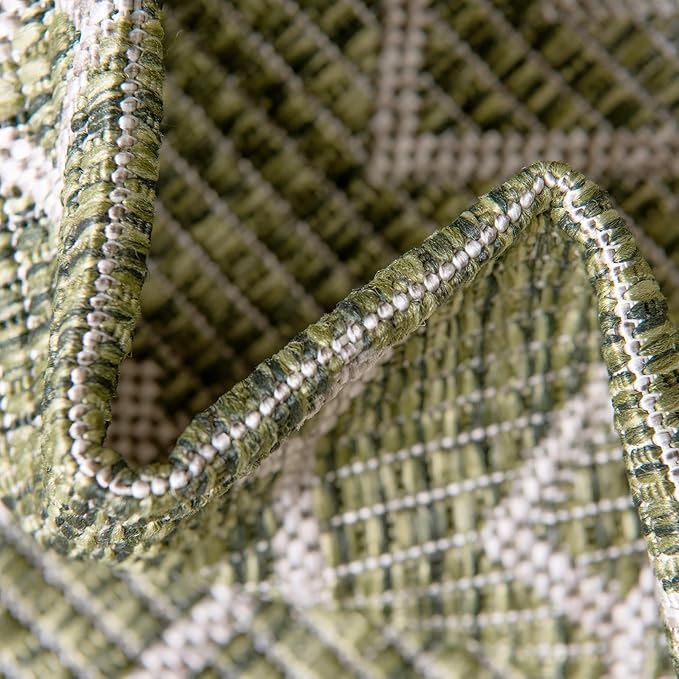 Unique Loom Outdoor Trellis Collection Area Rug - Tribal Trellis (10' x 13' Rectangle, Green/ Natural)