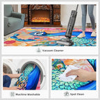 Peacock Area Rug 3x5-3x5 Rug, Boho Floral Rugs for Living Room, Colorful Carpet, Oil Painting Art Washable Area Rugs for Bedroom, Aesthetics Carpet - Peafowl Home Decor & Gifts