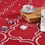 Amearea Fluffy Indoor Area Rug, Soft Trellis Moroccan Rugs for Bedroom, Shag Modern Area Rug for Living Room Kids Room Nursery, Easy Clean, Home Decor Low Pile Carpet, Wine Red 5x7 Feet