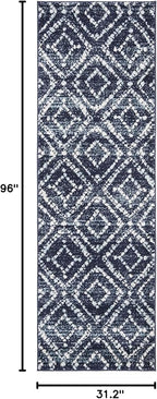SAFAVIEH Adirondack Collection Runner Rug - 2'6" x 8', Navy & Ivory, Modern Diamond Distressed Design, Non-Shedding & Easy Care, Ideal for High Traffic Areas in Living Room, Bedroom (ADR131N)