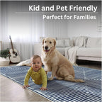 Bloom Rugs Washable Non-Slip 8' x 10' Rug - Blue Striped Area Rug for Living Room, Bedroom, Dining Room, and Kitchen - Exact Size: 8' x 10'