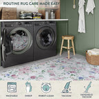 Lahome Purple Floral 5x7 Area Rugs, Boho Rugs for Bedroom Girls,Vintage Living Room Rug Non Slip Low Pile Ultra-Thin Large Carpet for Farmhouse,Dining Room,Kids Playroom,Nursery(5'X7',Purple/Grey)