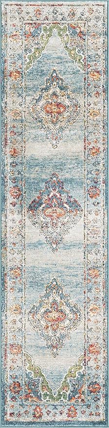 Unique Loom Isabella Collection Area Rug - Rossellini (2' x 8' Runner, Blue/ Beige)
