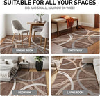 Rugshop Modern Wavy Circles Design Area Rug, Fade-Resistant Carpet for Living Room, Bedroom, or Dining Room, Grand Room,Open Spaces Brown, 12' x 15'