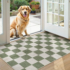 LIVEBOX 3x5 Washable Area Rug Checkered, Non-Slip Small Entryway Rug Green Farmhouse Neutral Classic Geometric Boys Rug for Bedroom Room Low-Pile Carpet for Indoor Kitchen Bathroom(Sage Green 3'x5')