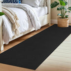 IOHOUZE Washable Runner Rug 2x7 Non Slip Runners for Hallways Entryway Runner Indoor, Kitchen Rugs Woven Cotton Floor Carpet for Kitchen Hall Entrance Bedroom, Black/Grey