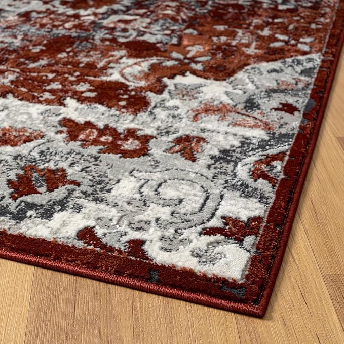 LUXE WEAVERS Moroccan Red 6x9 Medallion Area Rug for Living Rooms