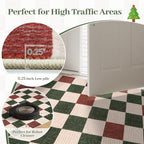 Machine Washable 5x7 Area Rugs for Living Room Clearance Checkered, Non Slip Low Pile Farmhouse Modern Neutral Playroom Boys Rugs for Bedroom, Carpet Rugs for Dining Room(Red,5'x7')
