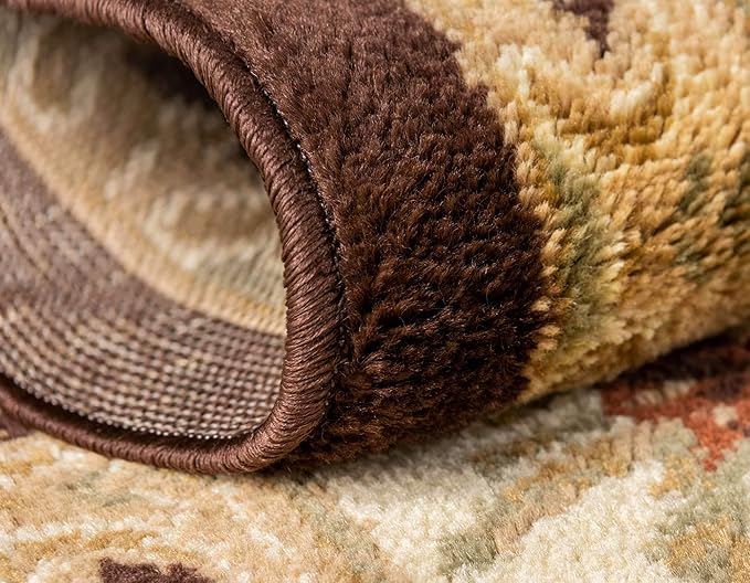 Unique Loom Versailles Collection Traditional Classic Floral Motif Area Rug (4 ft x 6 ft Rectangular, Brown/ Ivory)
