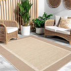 ILANGO Jute Area Rugs for Outdoor, Patio Woven Washable Rugs 5'x7', Natural Farmhouse Rugs for High Traffice Areas, Non Slip Carpet with Rubber Backing for Patio Backyard Balcony Porch