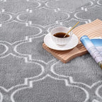 Amearea Fluffy Indoor Area Rug, Soft Trellis Moroccan Rugs for Bedroom, Shag Modern Area Rug for Living Room Kids Room Nursery, Easy Clean, Home Decor Low Pile Carpet, Light Gray 6x9 Feet