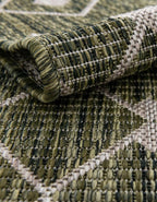 Unique Loom Outdoor Trellis Collection Area Rug - Tribal Trellis (10' 8" Square, Green/ Natural)